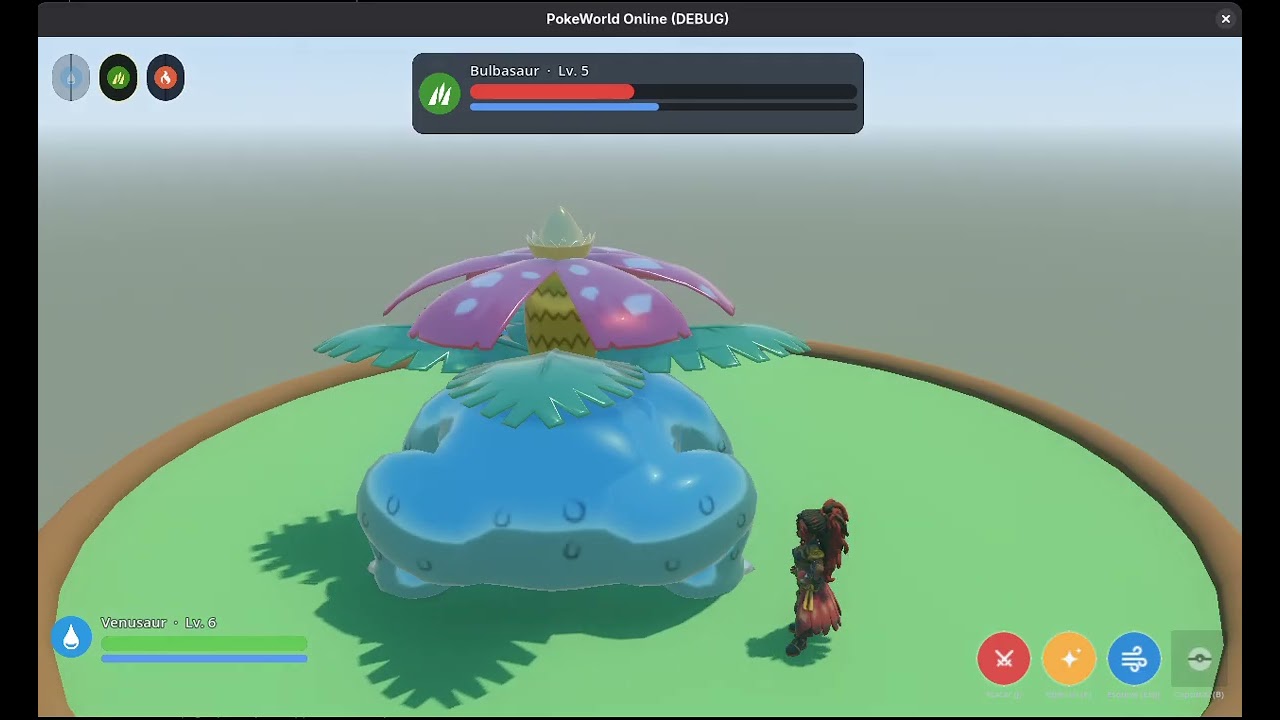 Cena do mundo 3D de PokéWorld Online